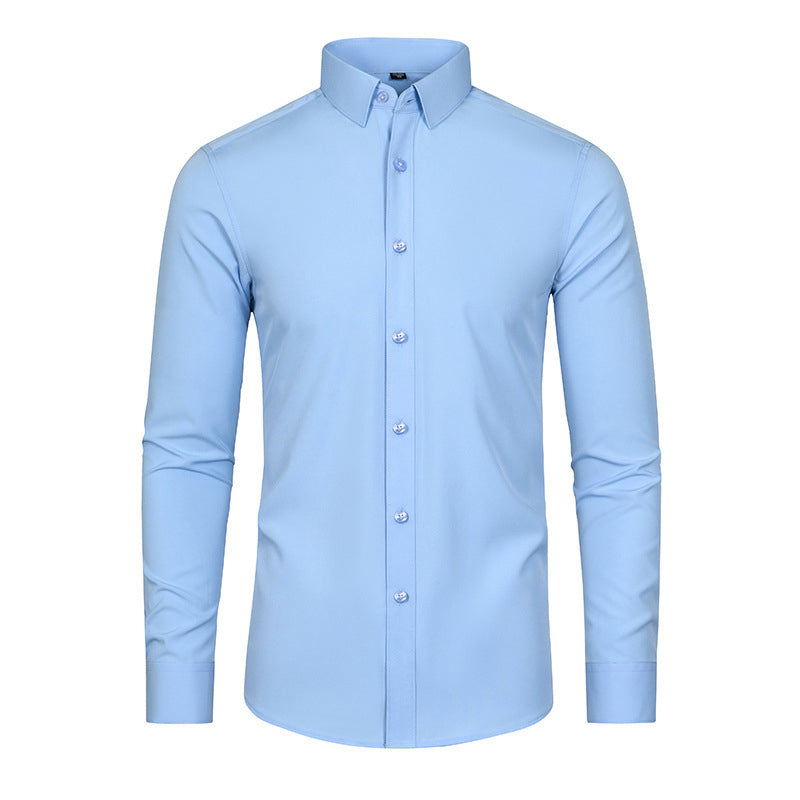 Men's Silky Wrinkle Resistant Solid Color Stretch Shirt