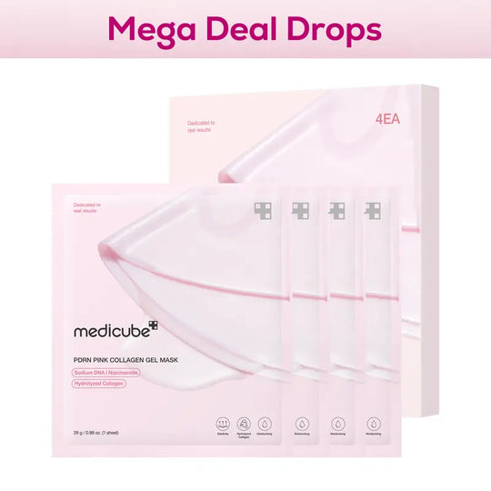 [medicube Official Shop] PDRN Pink Collagen Gel Mask (4 sheets) | Salmon DNA, Color Changing, Pink Glow, Collagen, Facial Mask, Korean Skincare