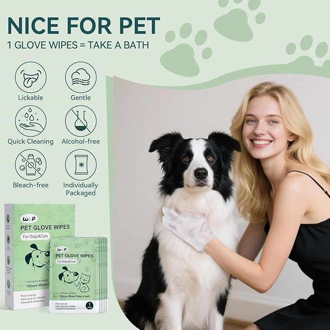 Pet Glove Wipes for Dogs &amp; Cats – Clean Your Pet in Minutes Without a Bath