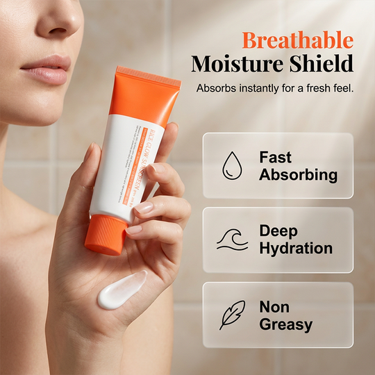 Rice Glow Sunscreen, SPF50+ Broad Spectrum Korean Sunscreen for Face, Dewy Finish No White Cast, Glass Skin Hydrating SPF Moisturizer with Rice Water &amp; Hyaluronic Acid, 50ml / 1.69 fl. oz.