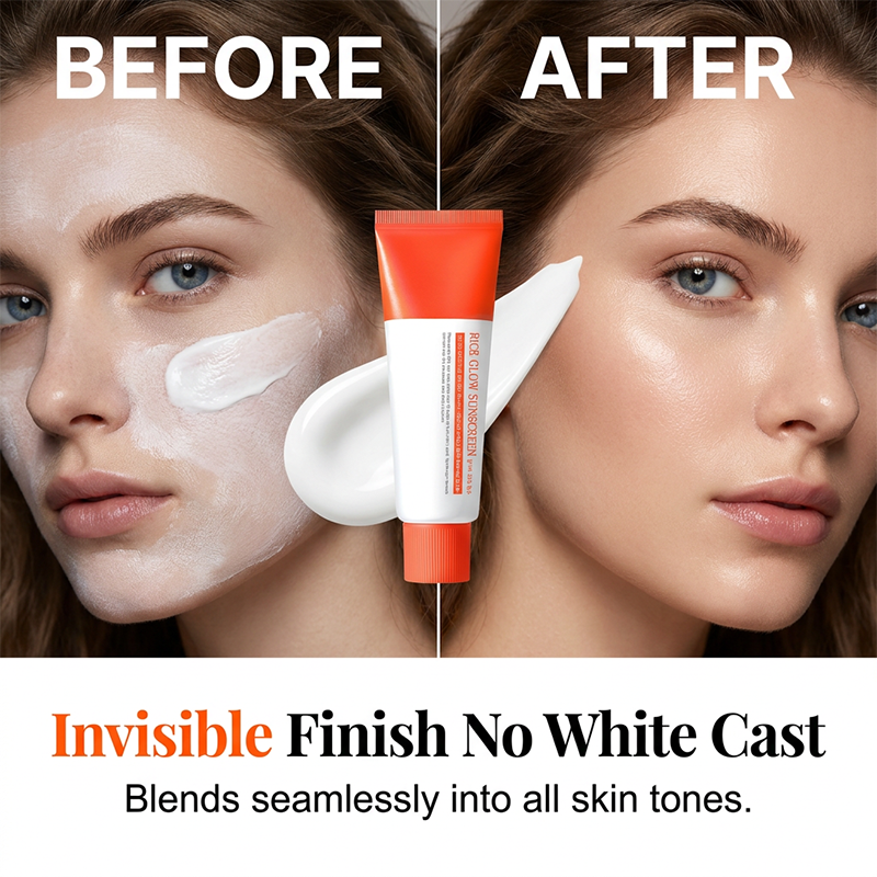 Rice Glow Sunscreen, SPF50+ Broad Spectrum Korean Sunscreen for Face, Dewy Finish No White Cast, Glass Skin Hydrating SPF Moisturizer with Rice Water &amp; Hyaluronic Acid, 50ml / 1.69 fl. oz.