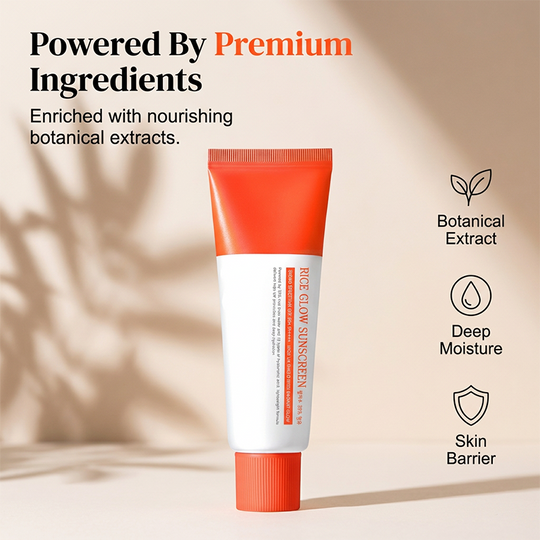 Rice Glow Sunscreen, SPF50+ Broad Spectrum Korean Sunscreen for Face, Dewy Finish No White Cast, Glass Skin Hydrating SPF Moisturizer with Rice Water &amp; Hyaluronic Acid, 50ml / 1.69 fl. oz.