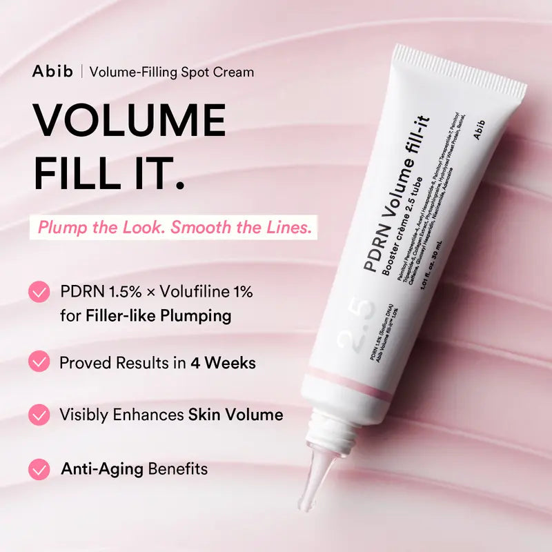 [NEW] Abib PDRN Volume fill-it Booster Cream 2.5 tube | PDRN 15,000ppm, Peptides, Retinal | For Forehead, Eye Area, Smile Lines &amp; Neck Wrinkles | Anti-Aging Firming | 1.01 fl oz