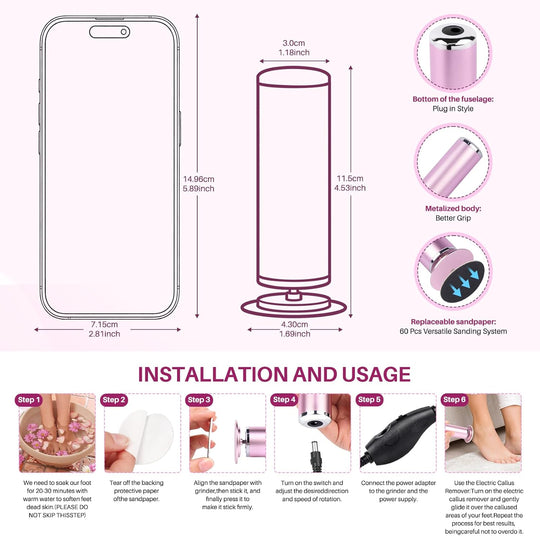 LIONVISON Electric Foot Callus Remover: Adjustable Speed Foot File for Cracked Heels - Working Women&
