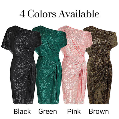 ⏰Limited-time 60% off💜 Women's One Shoulder Sequin Sparkling Party Club Dress