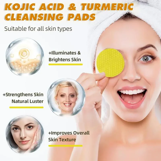 Turmeric &amp; Kojic Acid Cleansing Pads, Gentle Deep Clean Soft Texture Facial Skincare Pads🍯