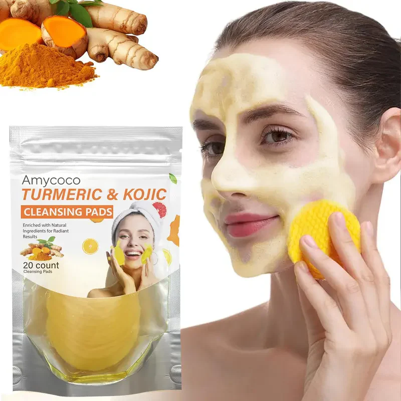 Turmeric &amp; Kojic Acid Cleansing Pads, Gentle Deep Clean Soft Texture Facial Skincare Pads🍯