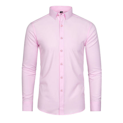 Men's Silky Wrinkle Resistant Solid Color Stretch Shirt