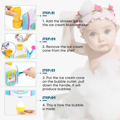 Kids Ice Cream Bubble Maker Bath Toy